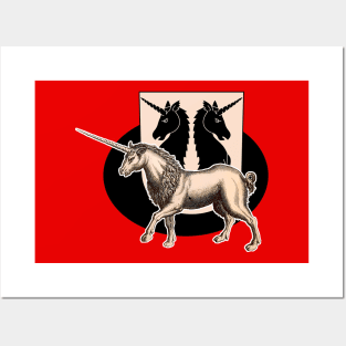 Vintage traditional unicorn on coat of arms. Posters and Art